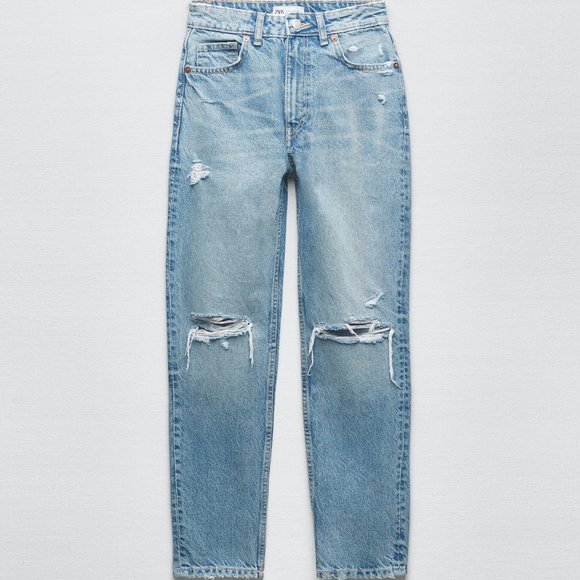 ZARA Ripped High Rise Mom Jeans - Picture 3 of 11